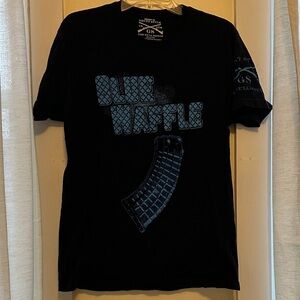Grunt Style Blue Waffle Black T-Shirt with Blue Graphic